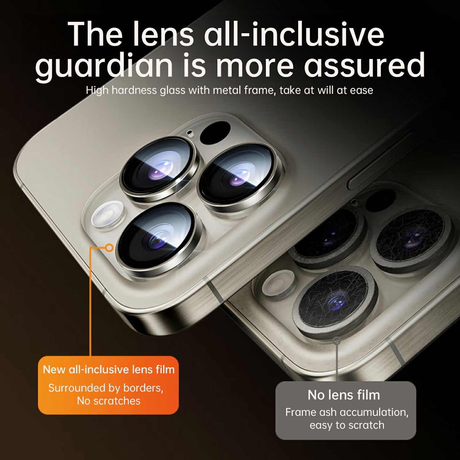 WIWU LG-004 1 Set For iPhone 15 Pro Max PVD Tempered Glass Rear Lens Film Aluminum Alloy Frame Lens Protector WIWU LG-004 1 Set For iPhone 15 Pro Max PVD Tempered Glass Rear Lens Film Aluminum Alloy Frame Lens Protector